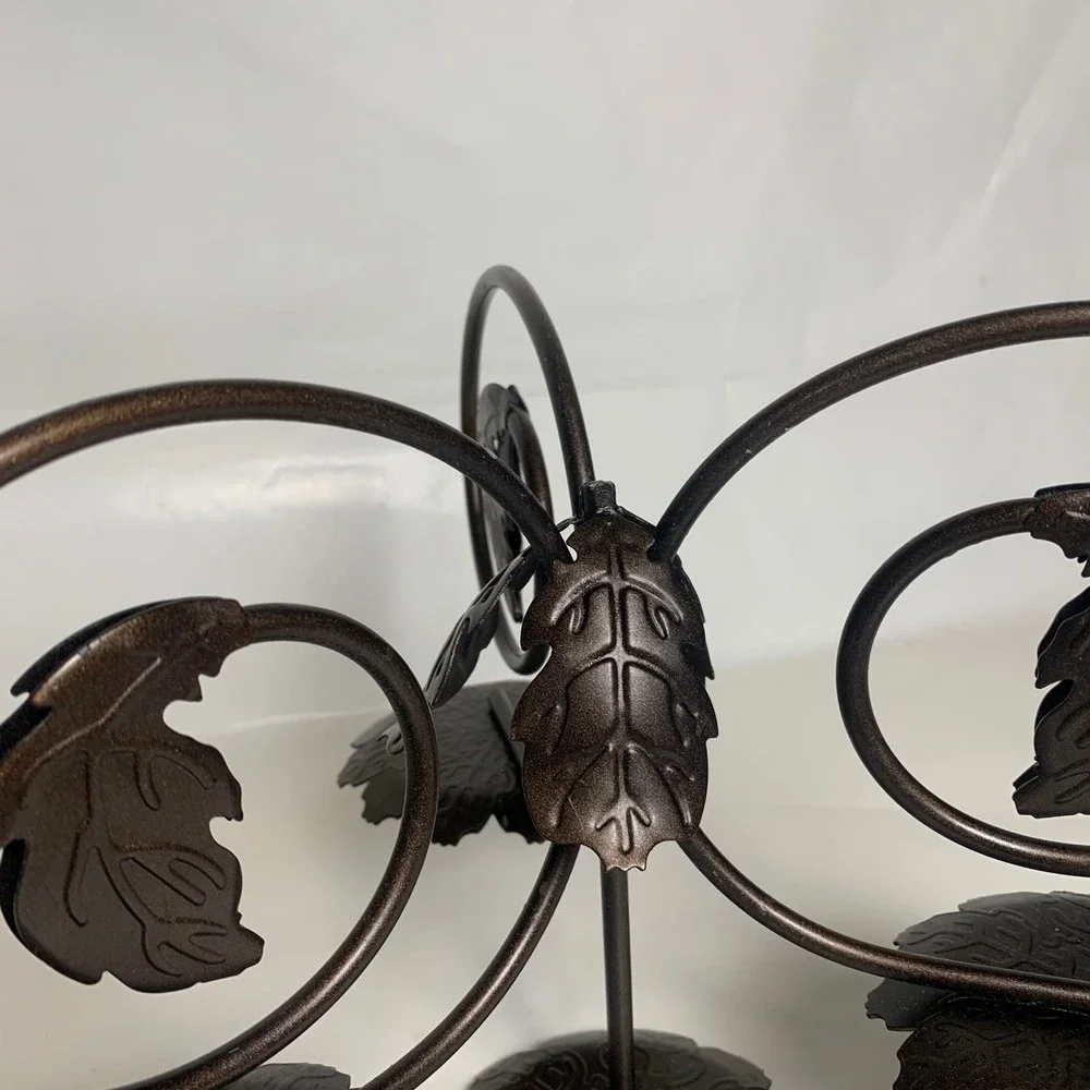 PartyLite Leaf Viking Candle Holder Rustic Bronze Leaf Scroll 4-Tier Metal